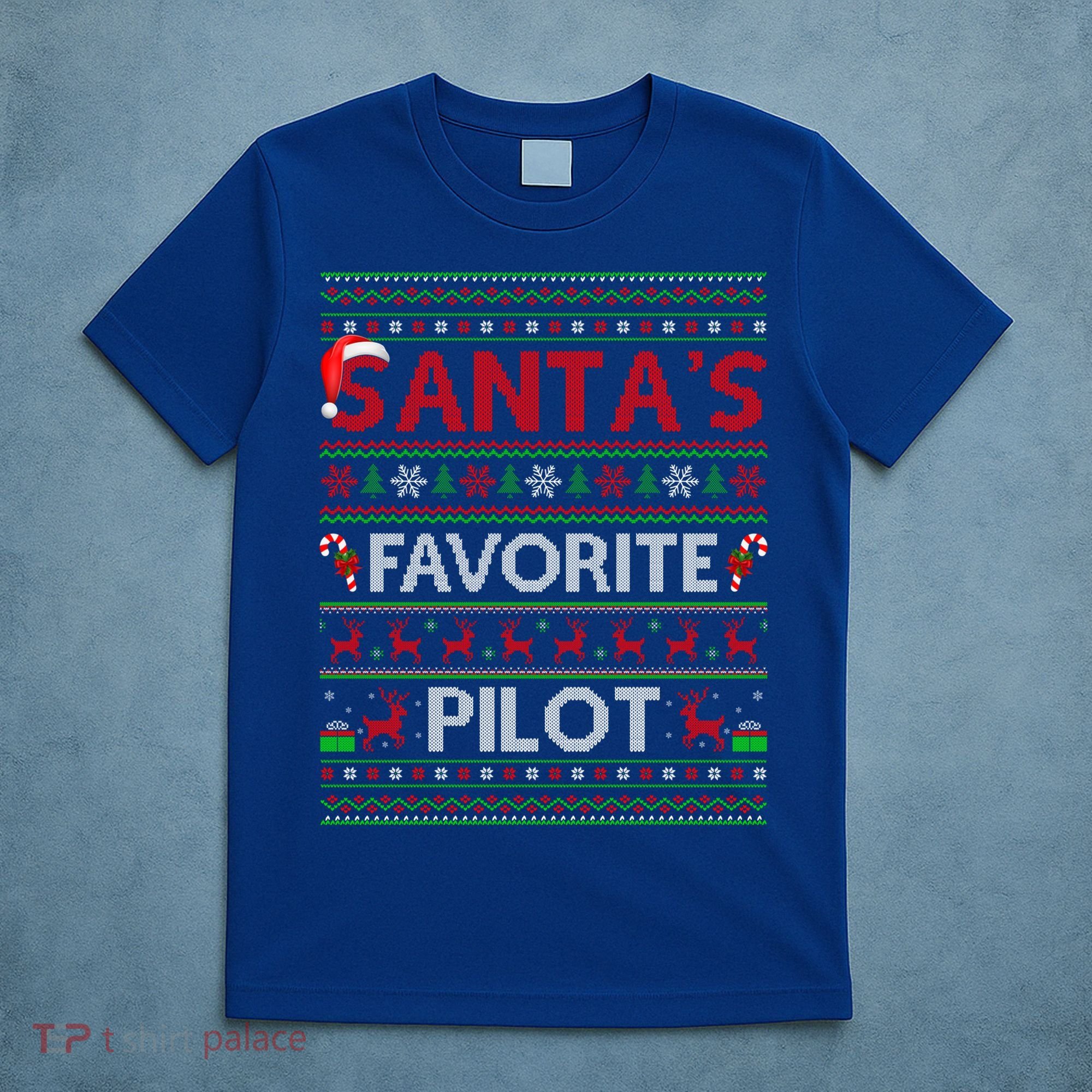 Ugly Xmas Lighting Santa's Favorite Pilot Christmas Funny Gift T-Shirt