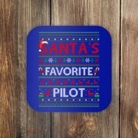 Ugly Xmas Lighting Santa's Favorite Pilot Christmas Funny Gift Coaster thumb 0