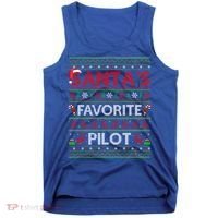 Ugly Xmas Lighting Santa's Favorite Pilot Christmas Funny Gift Tank Top thumb 0