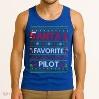 Ugly Xmas Lighting Santa's Favorite Pilot Christmas Funny Gift Tank Top thumb 3