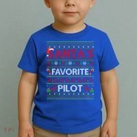 Ugly Xmas Lighting Santa's Favorite Pilot Christmas Funny Gift Toddler T-Shirt thumb 2