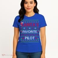 Ugly Xmas Lighting Santa's Favorite Pilot Christmas Funny Gift Women's T-Shirt thumb 4
