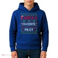 Ugly Xmas Lighting Santa's Favorite Pilot Christmas Funny Gift Kids Hoodie thumb 4