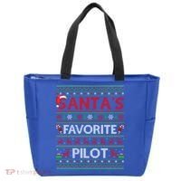 Ugly Xmas Lighting Santa's Favorite Pilot Christmas Funny Gift Tote Bag thumb 0