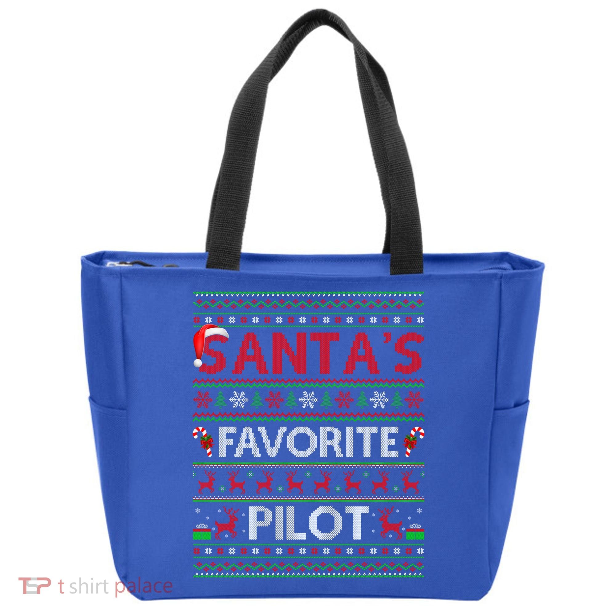 Ugly Xmas Lighting Santa's Favorite Pilot Christmas Funny Gift Tote Bag