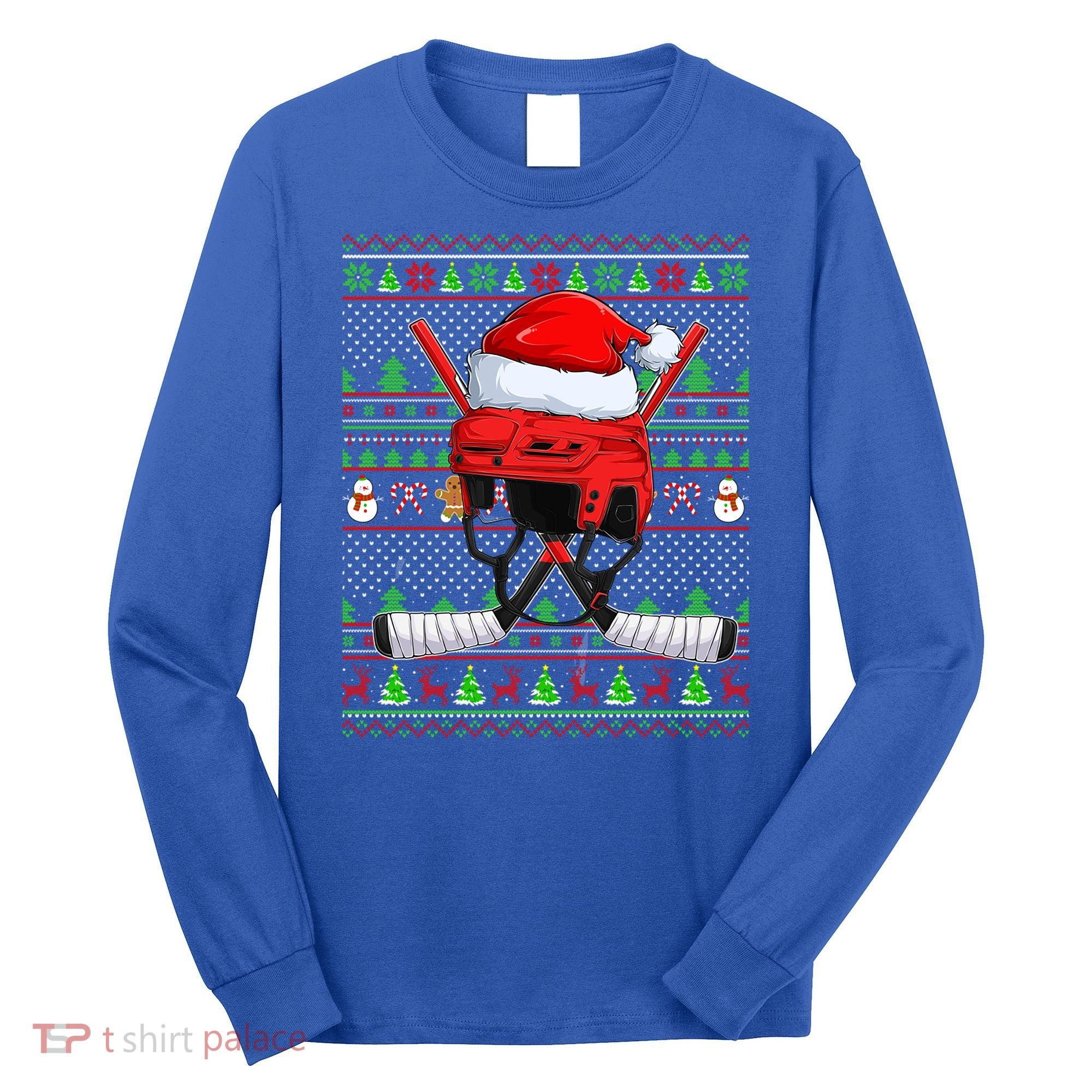 Ugly Xmas Sweater Style Lighting Hockey Christmas Gift Long Sleeve Shirt