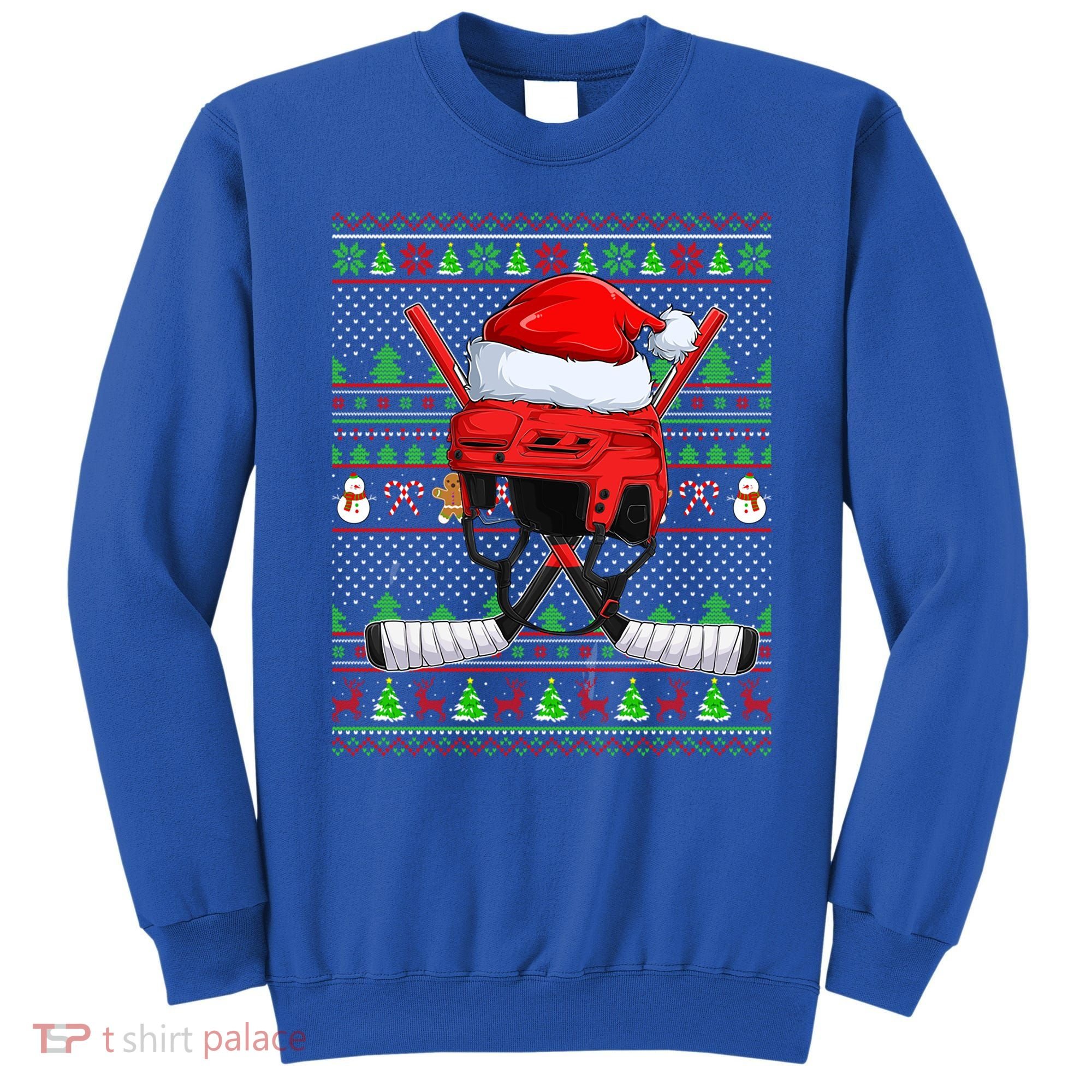 Ugly Xmas Sweater Style Lighting Hockey Christmas Gift Sweatshirt