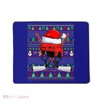 Ugly Xmas Sweater Style Lighting Hockey Christmas Gift Mousepad thumb 0