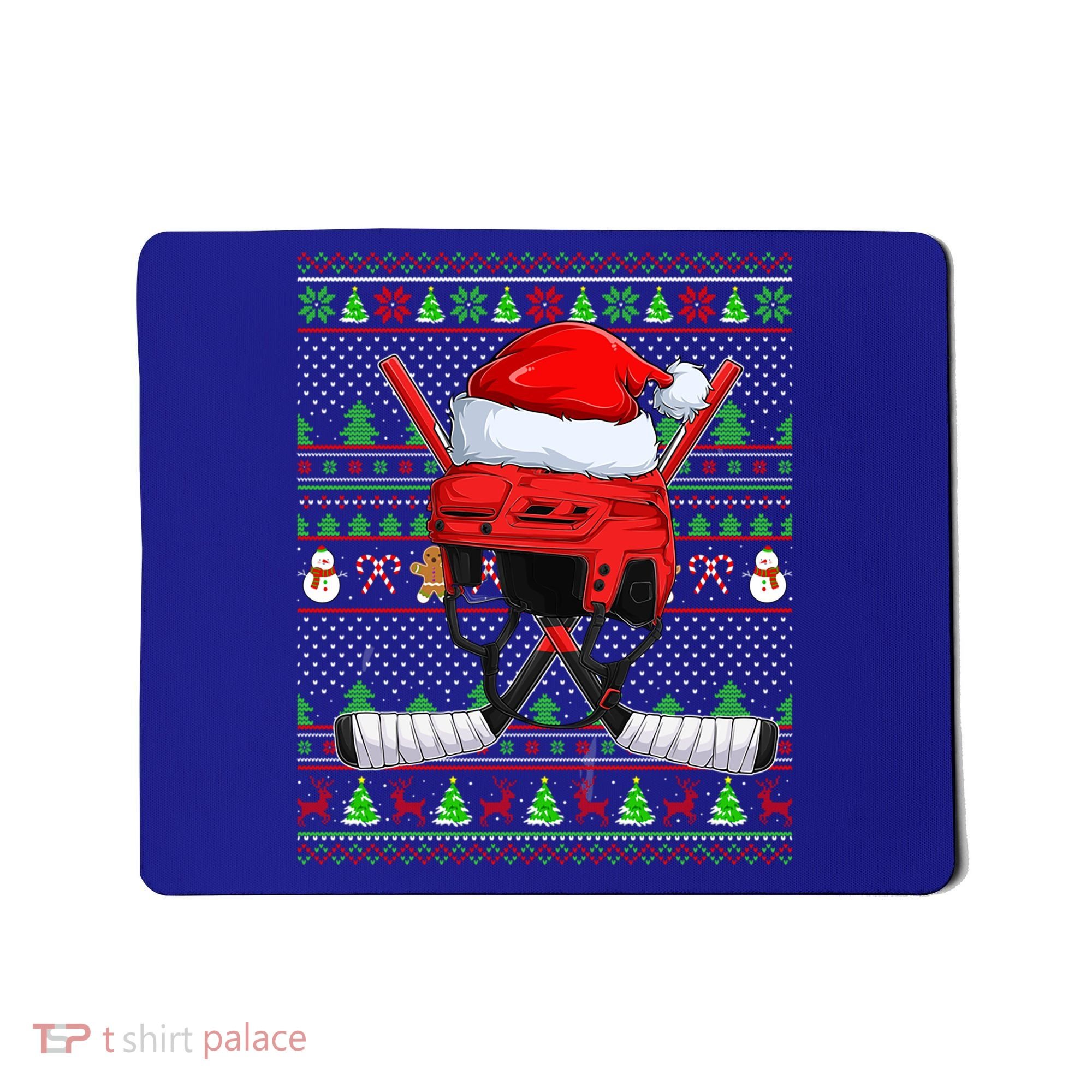 Ugly Xmas Sweater Style Lighting Hockey Christmas Gift Mousepad