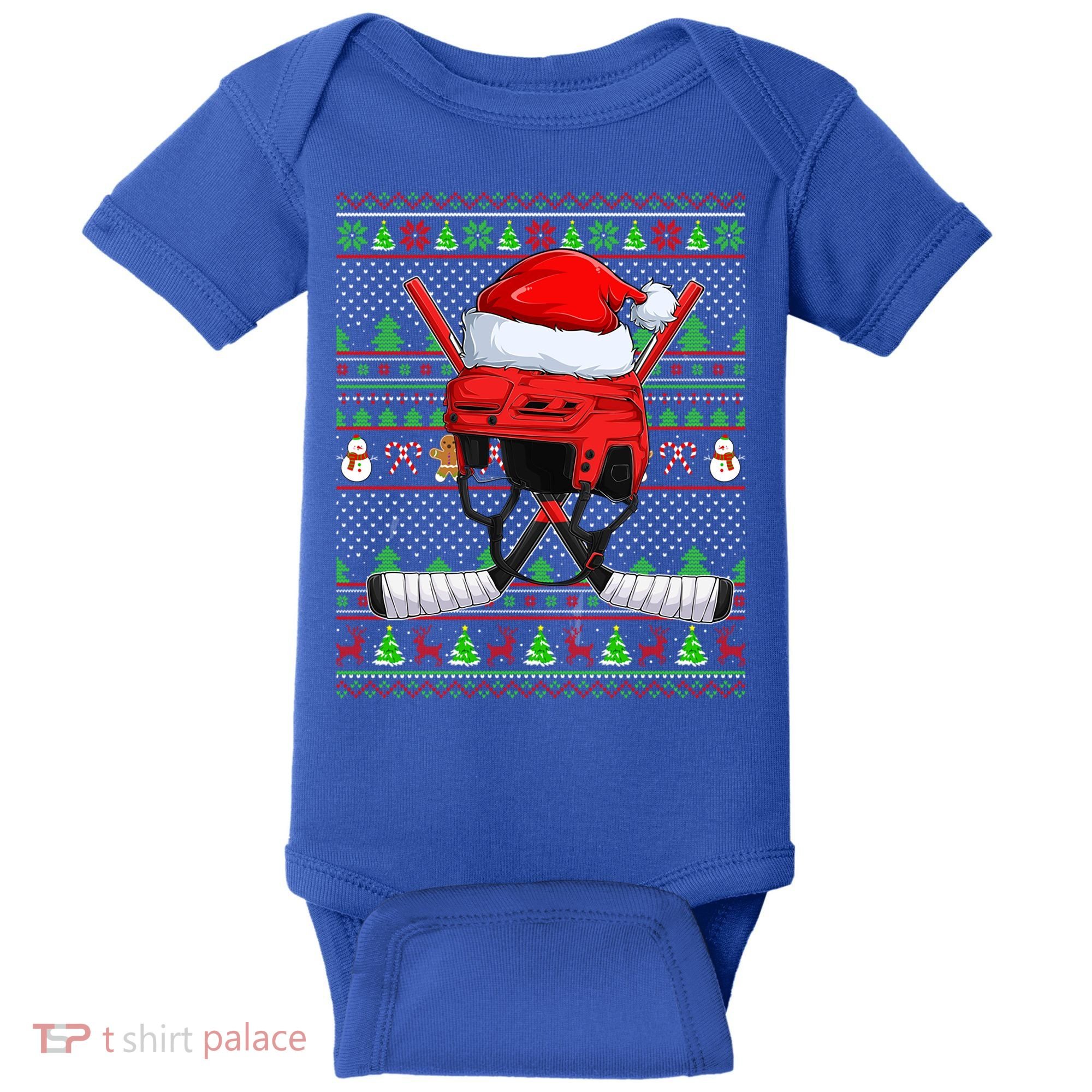 Ugly Xmas Sweater Style Lighting Hockey Christmas Gift Baby Bodysuit