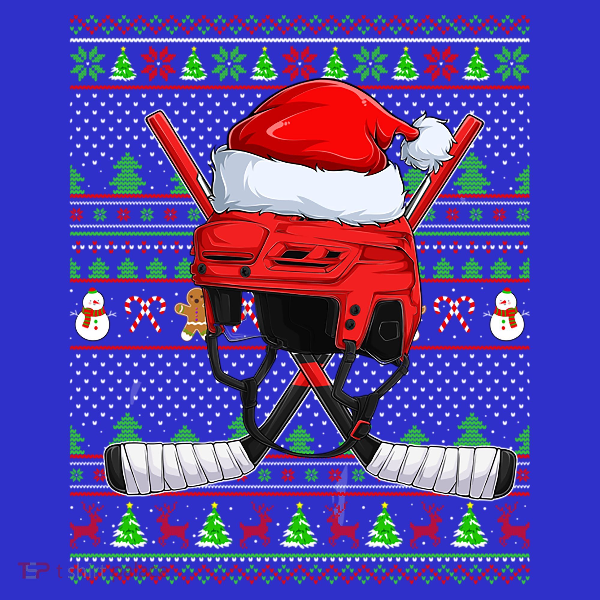 Ugly Xmas Sweater Style Lighting Hockey Christmas Gift Tank Top