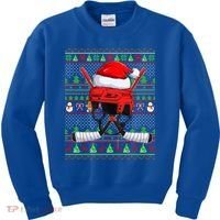 Ugly Xmas Sweater Style Lighting Hockey Christmas Gift Kids Sweatshirt thumb 0