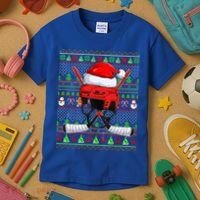 Ugly Xmas Sweater Style Lighting Hockey Christmas Gift Kids T-Shirt thumb 3