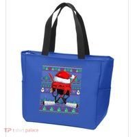 Ugly Xmas Sweater Style Lighting Hockey Christmas Gift Tote Bag thumb 3