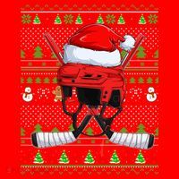 Ugly Xmas Sweater Style Lighting Hockey Christmas Gift Santa Hat thumb 1