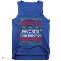 Ugly Xmas SantaS Favorite Construction Ager Christmas Gift Tank Top thumb 0