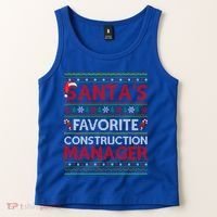 Ugly Xmas SantaS Favorite Construction Ager Christmas Gift Tank Top thumb 2