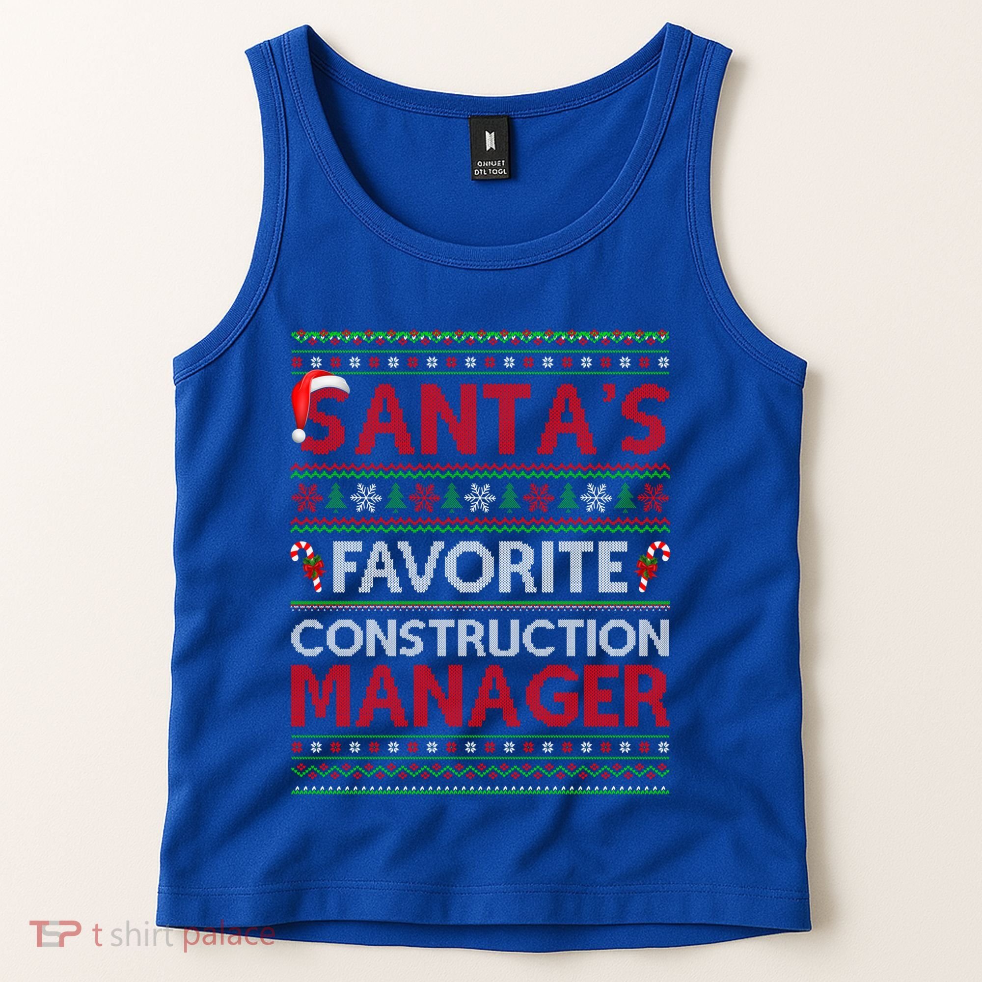 Ugly Xmas SantaS Favorite Construction Ager Christmas Gift Tank Top