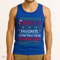 Ugly Xmas SantaS Favorite Construction Ager Christmas Gift Tank Top thumb 3