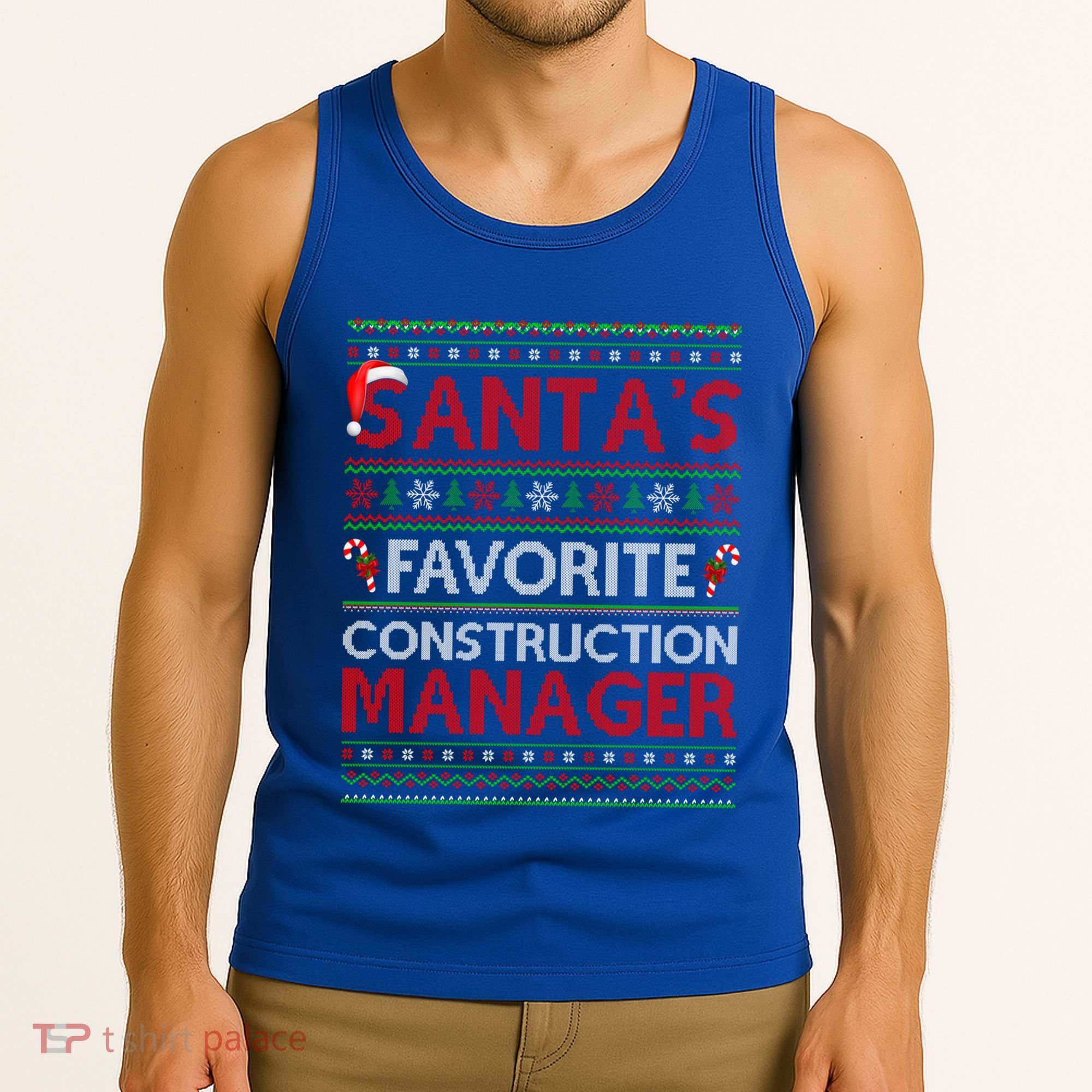 Ugly Xmas SantaS Favorite Construction Ager Christmas Gift Tank Top