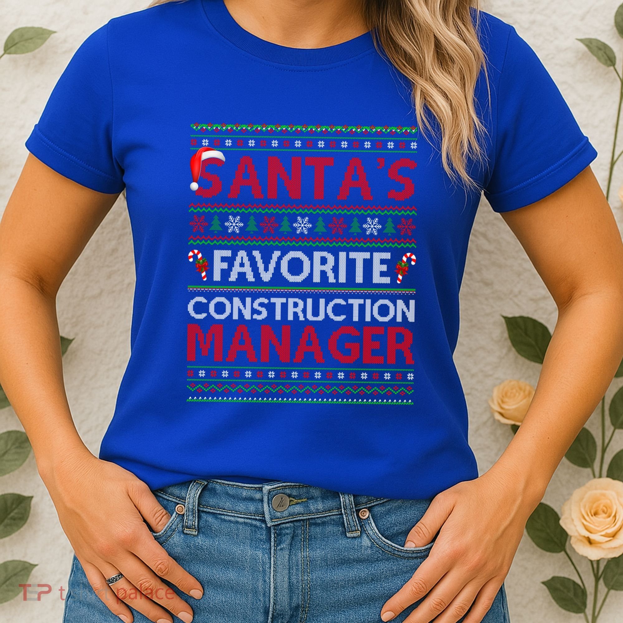 Ugly Xmas SantaS Favorite Construction Ager Christmas Gift Women's T-Shirt