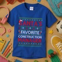Ugly Xmas SantaS Favorite Construction Ager Christmas Gift Kids T-Shirt thumb 3