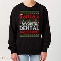 Ugly Xmas SantaS Favorite Dental Assistant Christmas Cool Gift Women's Sweatshirt thumb 0