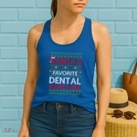 Ugly Xmas SantaS Favorite Dental Assistant Christmas Cool Gift Women's Tank Top thumb 2