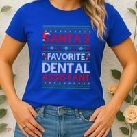 Ugly Xmas SantaS Favorite Dental Assistant Christmas Cool Gift Women's T-Shirt thumb 2