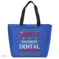 Ugly Xmas SantaS Favorite Dental Assistant Christmas Cool Gift Tote Bag thumb 0