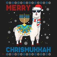Ugly Xmas Sweater Merry Chrismukkah Cute Llama In Santa Hat Gift Beanie thumb 2