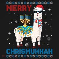 Ugly Xmas Sweater Merry Chrismukkah Cute Llama In Santa Hat Gift Women's Hoodie thumb 2
