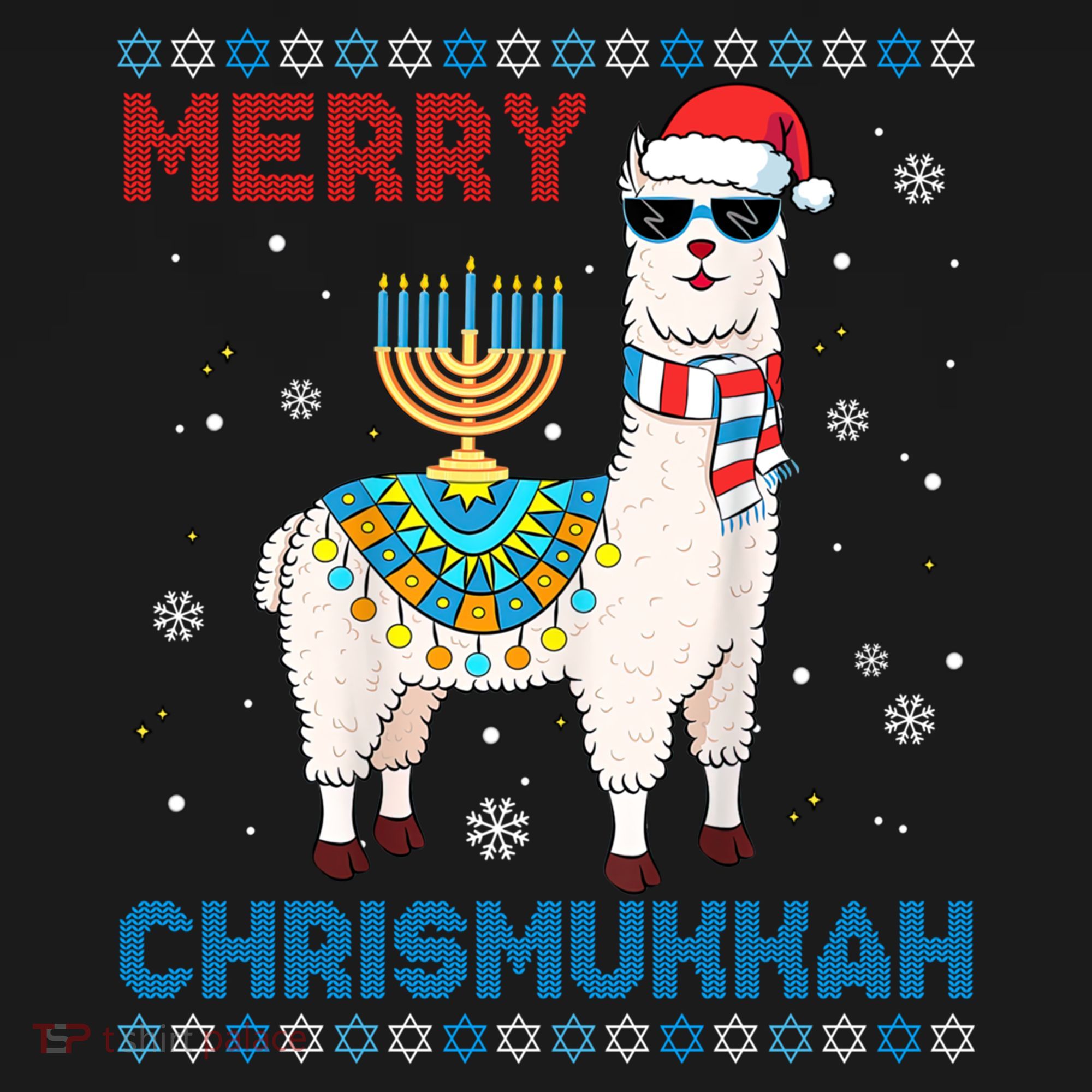 Ugly Xmas Sweater Merry Chrismukkah Cute Llama In Santa Hat Gift Women's Hoodie