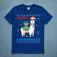 Ugly Xmas Sweater Merry Chrismukkah Cute Llama In Santa Hat Gift T-Shirt thumb 5