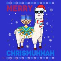 Ugly Xmas Sweater Merry Chrismukkah Cute Llama In Santa Hat Gift Coaster thumb 2