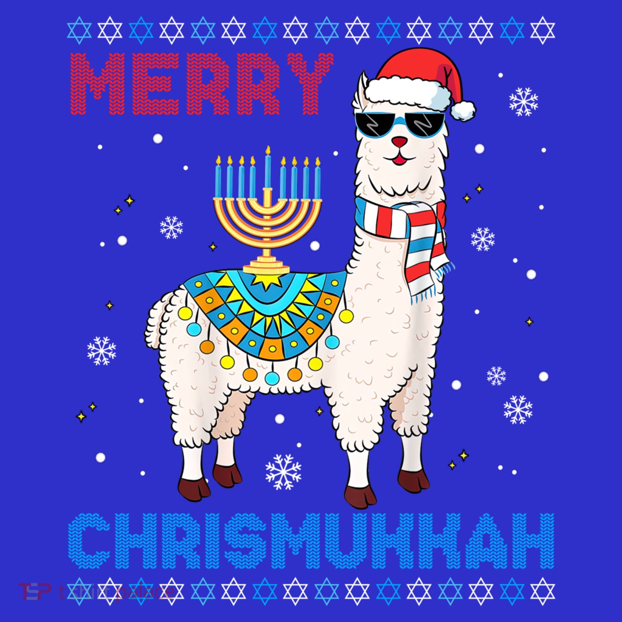 Ugly Xmas Sweater Merry Chrismukkah Cute Llama In Santa Hat Gift Women's Tank Top