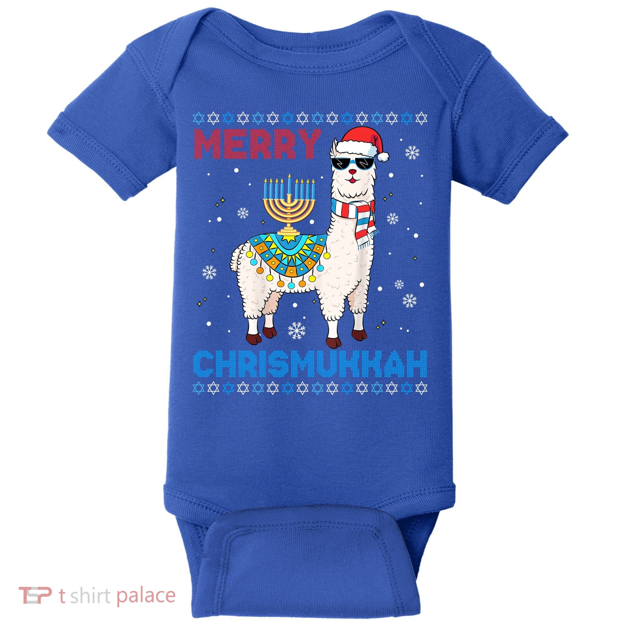 Ugly Xmas Sweater Merry Chrismukkah Cute Llama In Santa Hat Gift Baby Bodysuit