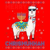 Ugly Xmas Sweater Merry Chrismukkah Cute Llama In Santa Hat Gift Santa Hat thumb 1