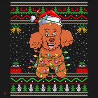 Ugly Xmas Sweater Style Santa Poodle Dog Christmas Gift Bucket Hat thumb 4