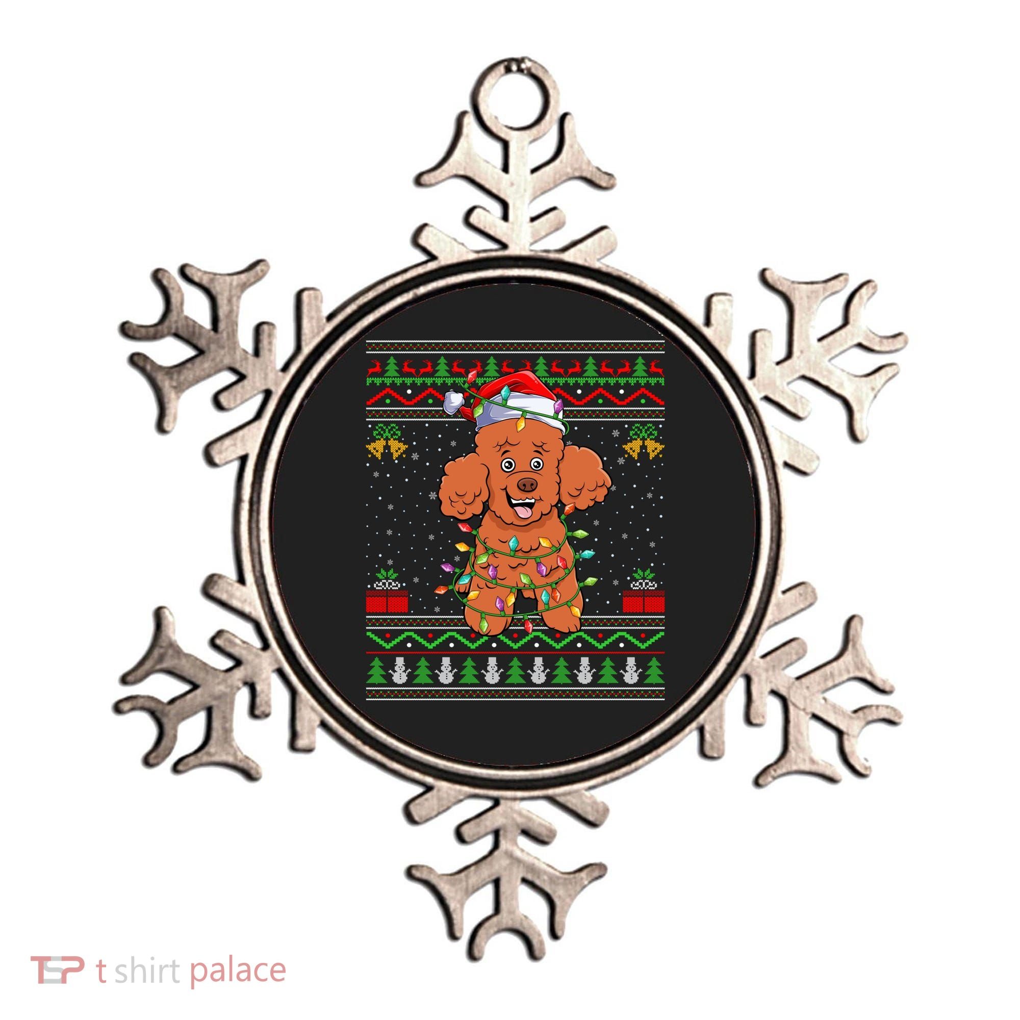 Ugly Xmas Sweater Style Santa Poodle Dog Christmas Gift Ornament