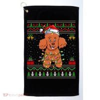 Ugly Xmas Sweater Style Santa Poodle Dog Christmas Gift Golf Towel thumb 0