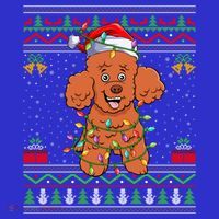 Ugly Xmas Sweater Style Santa Poodle Dog Christmas Gift Long Sleeve Shirt thumb 2