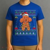 Ugly Xmas Sweater Style Santa Poodle Dog Christmas Gift T-Shirt thumb 3