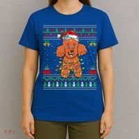 Ugly Xmas Sweater Style Santa Poodle Dog Christmas Gift T-Shirt thumb 4