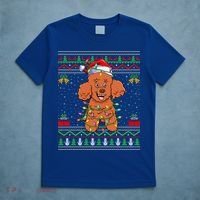 Ugly Xmas Sweater Style Santa Poodle Dog Christmas Gift T-Shirt thumb 5