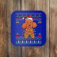 Ugly Xmas Sweater Style Santa Poodle Dog Christmas Gift Coaster thumb 0