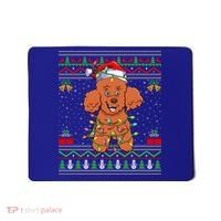 Ugly Xmas Sweater Style Santa Poodle Dog Christmas Gift Mousepad thumb 0