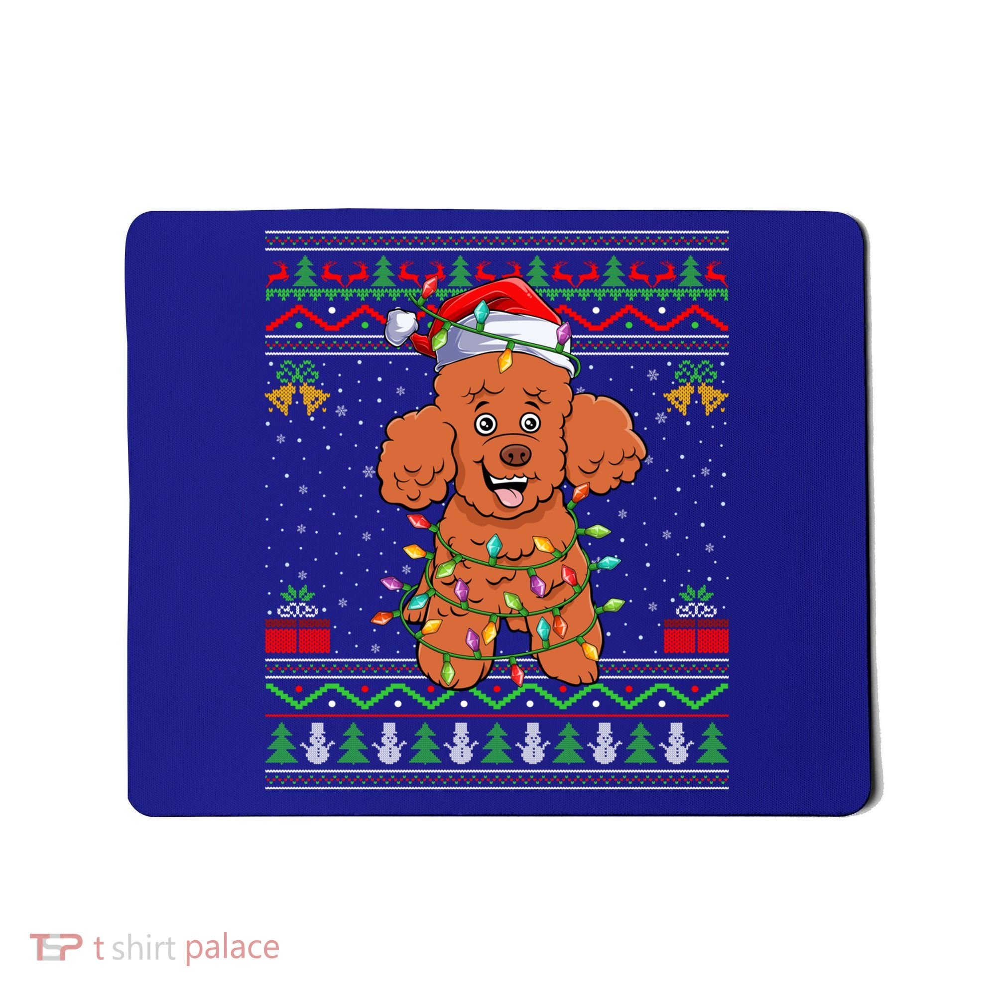Ugly Xmas Sweater Style Santa Poodle Dog Christmas Gift Mousepad