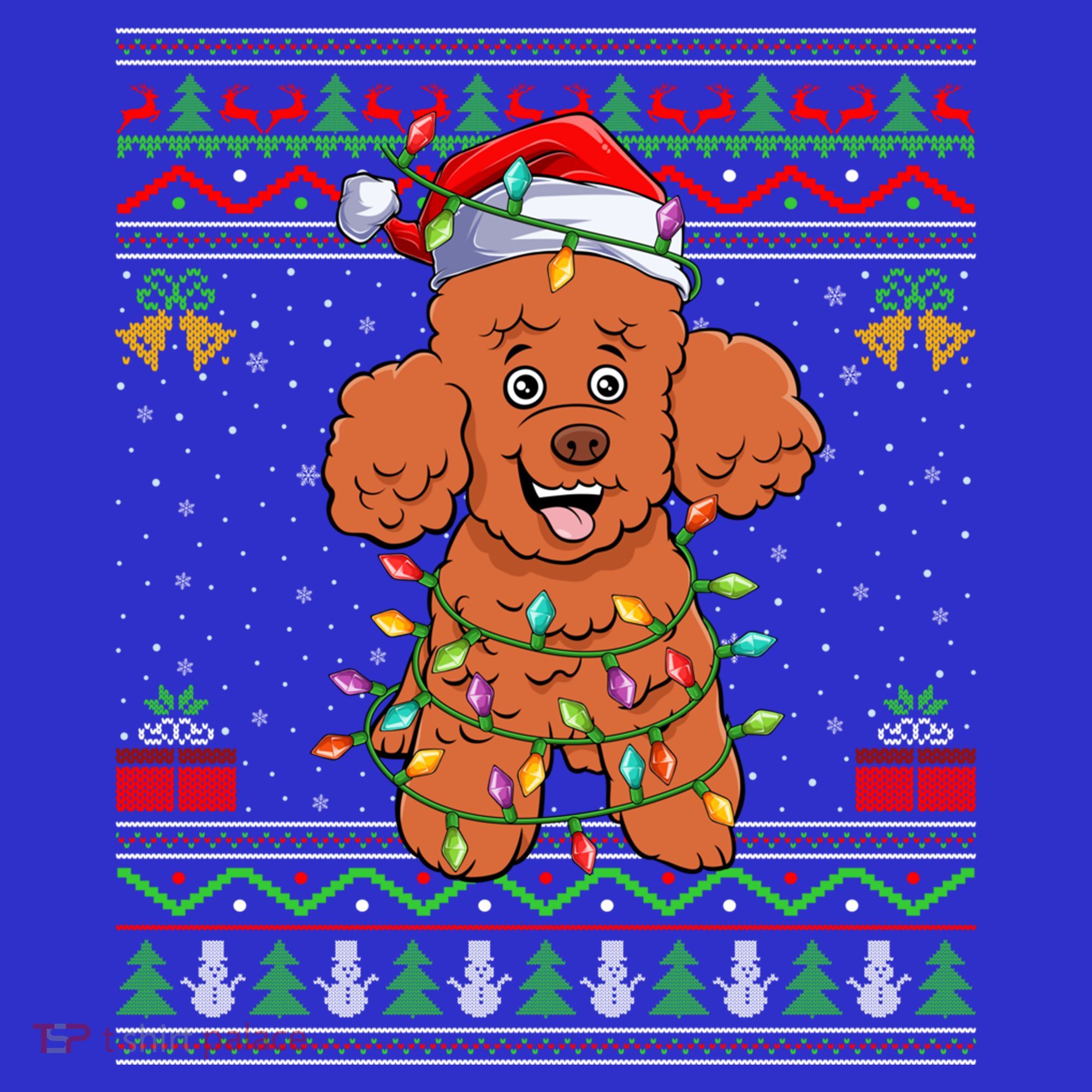 Ugly Xmas Sweater Style Santa Poodle Dog Christmas Gift Mousepad