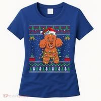 Ugly Xmas Sweater Style Santa Poodle Dog Christmas Gift Women's T-Shirt thumb 0